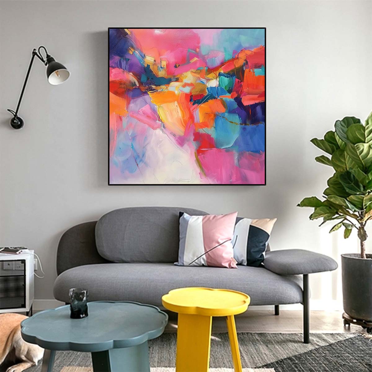 Abstract Handmade Oil Painting Modern Minimalist Home Living Room Decoration Painting,31inx31in,No Frame