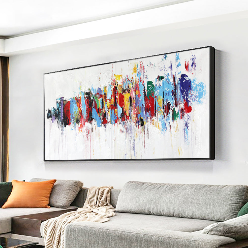 Abstract Handmade Modern Oil Painting On Canvas Painting Palette knife Flower Wall Art For Living Room,27inx54in,No Frame