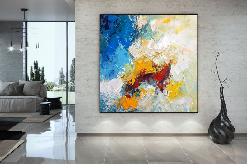 Handmade Abstract Painting On Canvas Extra Large Wall Art Bathroom Wall Art Modern Wall Art Large Artwork Canvas Art Home Decor31in,No Frame