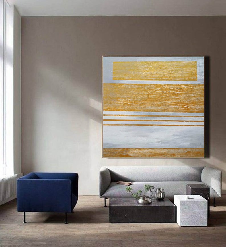 ExtraLargeWallArtCanvasPaintingLargeCanvasArtAbstractPaintingMinimalistWallArtYellowAbstract  31in,No Frame