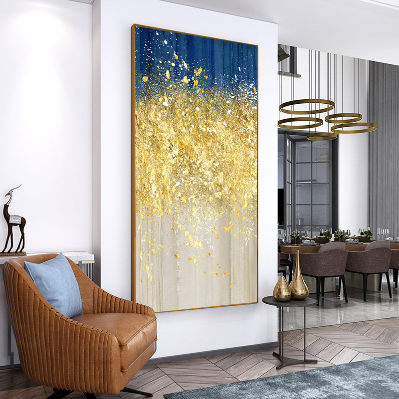 Pure Gold hand-painted Oil Painting Pachira Nordic Light Extravagant Backdrop Decorative Painting The Living Room Hallway Entran27inx54in,No Frame