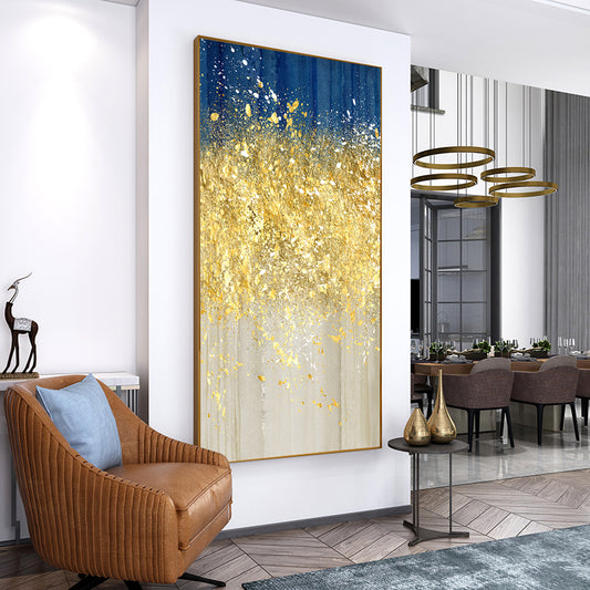 Pure Gold hand-painted Oil Painting Pachira Nordic Light Extravagant Backdrop Decorative Painting The Living Room Hallway Entran27inx54in,No Frame