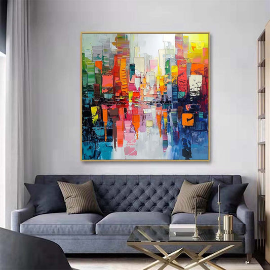 Abstract Handmade Oil Painting Modern Minimalist Home Living Room Decoration Painting,31inx31in,No Frame 1