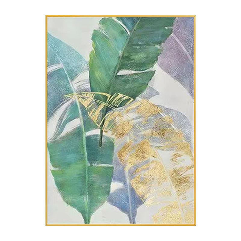 Hand painted Oil Painting American Light Luxury Decorative Painting Green Plant Hanging Painting Banana Leaf Large,31inx47in,No Frame
