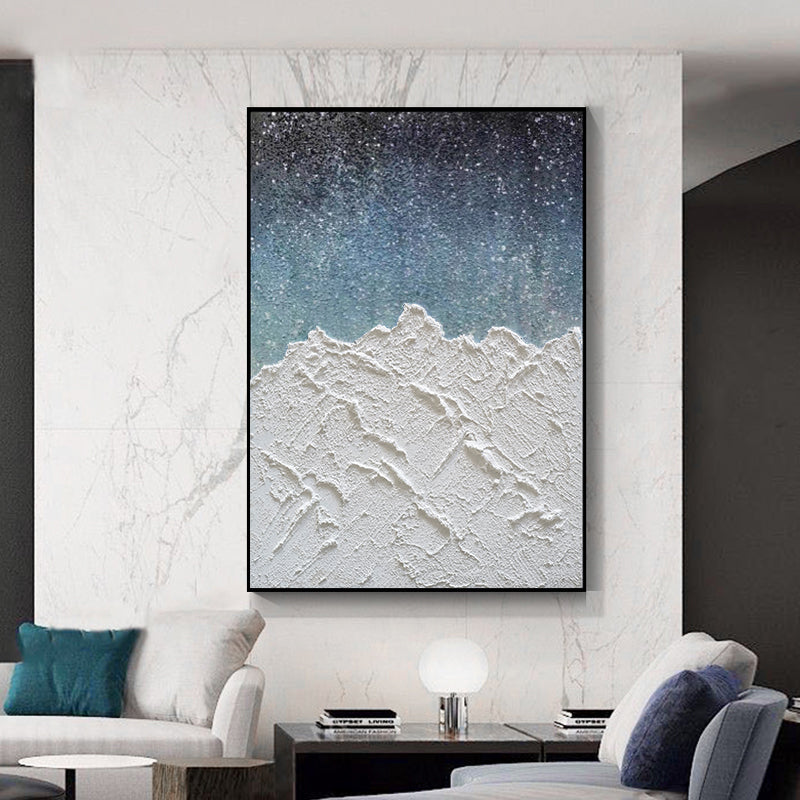 Handmade White Abstract Landscape Oil Painting Modern Wall Art On Canvas Texture Mural Living Room Picture,31inx47in,No Frame