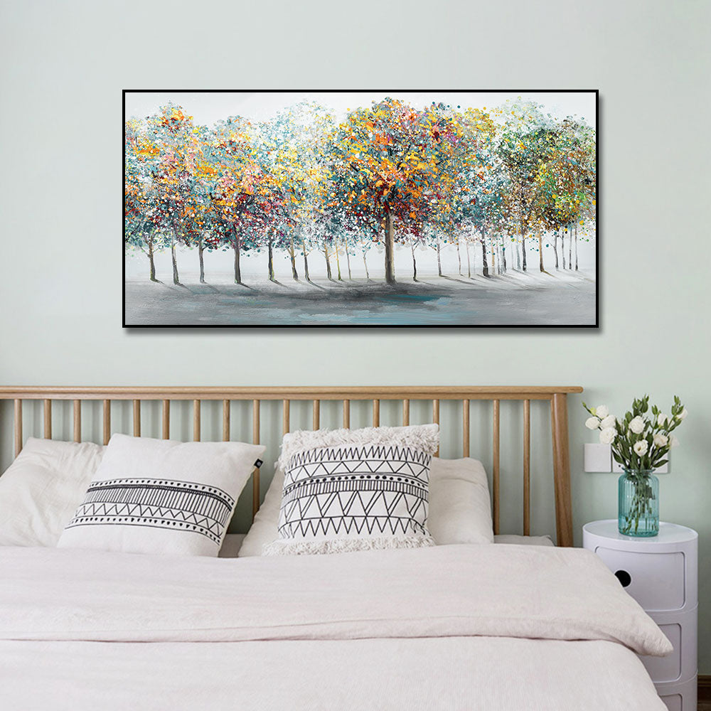 Abstract Landscape Paintings On Canvas Colorful Tree Wall Art Pictures  Hand Painted Oil Painting,27inx54in,No Frame