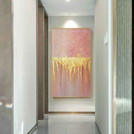 Pure Hand painted Oil Painting Nordic Decorative Painting Abstract Art High grade Hanging Painting Gold Foil,27inx54in,No Frame