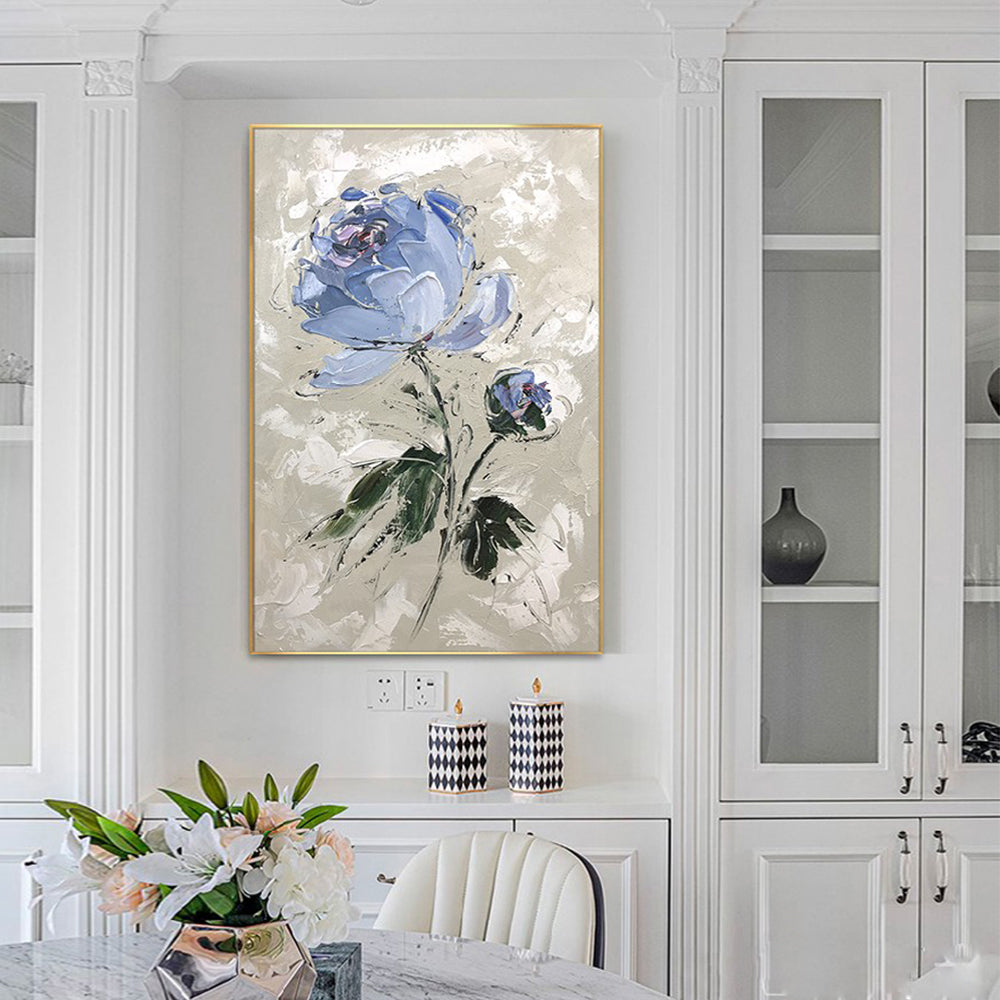 Modern Simple Paintings 3D Knife Flower Oil Painting Canvas Wall Art Thick Acriylic Painting Hand Painted For Home Living Room,31inx47in,No Frame