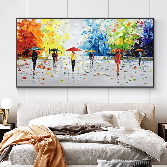 Abstract Thick Textured Trees Oil Pianting On Canvas For Living Room Home Decor  Hand Painted,27inx54in,No Frame