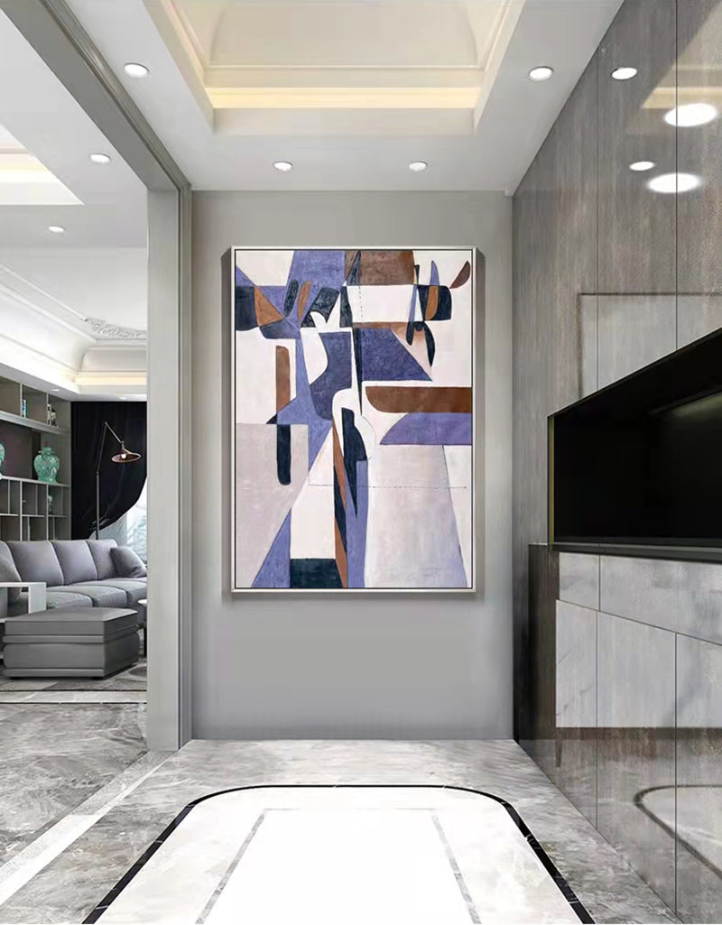 #720Orange Handpainted Oil Painting Vertical Version Large Living Room Background Wall Hanging Painting Abstract Painting Dining,31inx47in,No Frame
