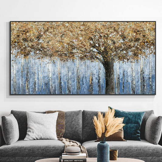 Abstract Large Size Trees Oil Painting  Hand Painted Canvas Painting Modern Decorative Wall Art,27inx54in,No Frame