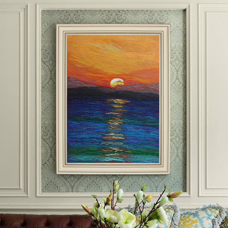 Hand-painted Oil Painting Sunrise Large Living Room Decorative Painting Paintings Continental Entrance Of The Rising Sun Custom27inx54in,No Frame