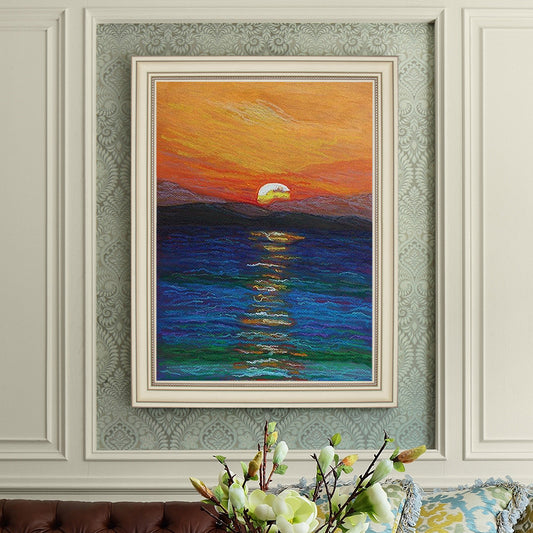 Hand-painted Oil Painting Sunrise Large Living Room Decorative Painting Paintings Continental Entrance Of The Rising Sun Custom27inx54in,No Frame