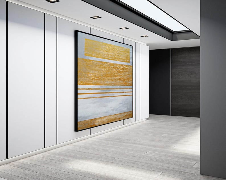 ExtraLargeWallArtCanvasPaintingLargeCanvasArtAbstractPaintingMinimalistWallArtYellowAbstract  31in,No Frame