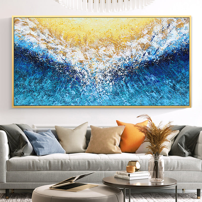 Original Hand-Painted Abstract Landscape Oil Painting Living Room Bedroom Hotel Villa Hand-Painted Horizontal Version27inx54in,No Frame