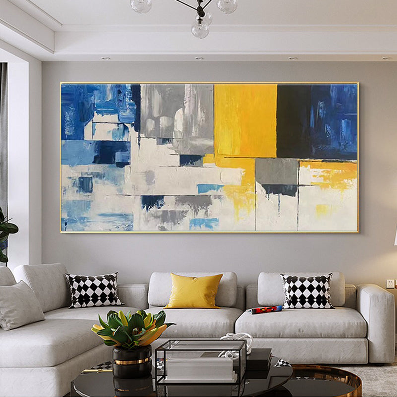 Hand Painted Abstract Modern Canvas Oil Painting Decor Salon For Living Room Wall Canvas Art Rectangle,27inx54in,No Frame