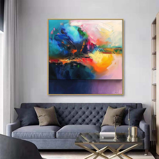Abstract Handmade Oil Painting Modern Minimalist Home Living Room Decoration Painting,31inx31in,No Frame 1