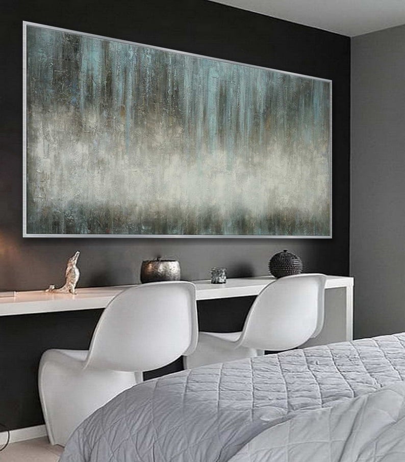 Panoramic Contemporary Minimal Modern Wall Art Large Horizontal Rustic Minimalist Simple Easy Abstract Oil Painting On Canvas27inx54in,No Frame