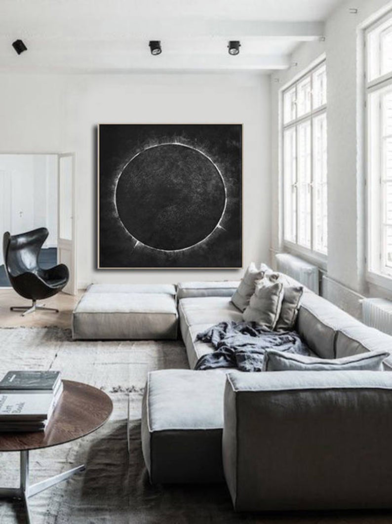 Abstract  Canvas Paintinglarge Minimalist Painting In Square Hand Painted Minimal Art FREE Shipping Modern Home Decor Painting31in,No Frame