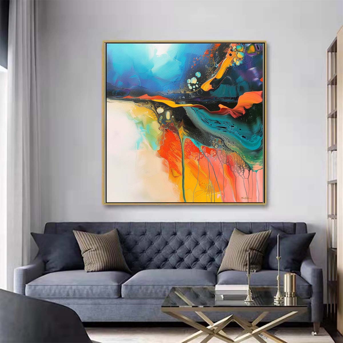 Abstract Handmade Oil Painting Modern Minimalist Home Living Room Decoration Painting,31inx31in,No Frame 3