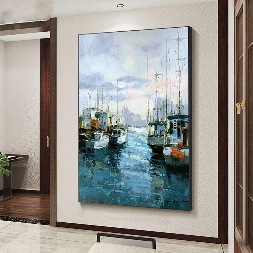 Large Wall Art Picture Handpainted Modern Abstract Birch Landscape On Canvas Oil Painting For Living Room,31inx47in,No Frame