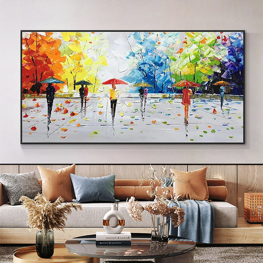 Abstract Thick Textured Trees Oil Pianting On Canvas For Living Room Home Decor  Hand Painted,27inx54in,No Frame