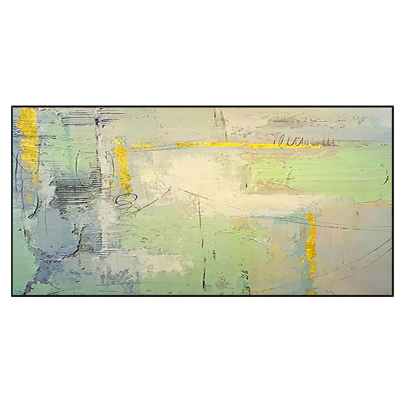Hand painted Oil Painting Gold Green Living Room Porch Bedroom Decoration Painting Abstract Large,27inx54in,No Frame