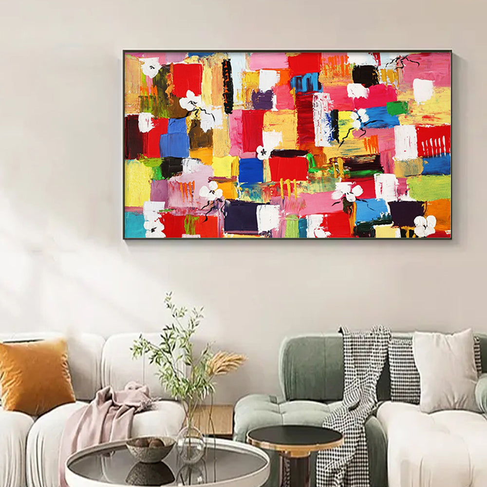 Modern Handpainted Abstract Colourful 3d Oil Painting On Canvas Home Decoration Wall Art Picture For,27inx54in,No Frame