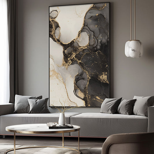 Handpainted Abstract Wall Art Painting Decorative Painting Aisle Corridor Mural Mooring Hanging Painting white black 31inx47in,No Frame