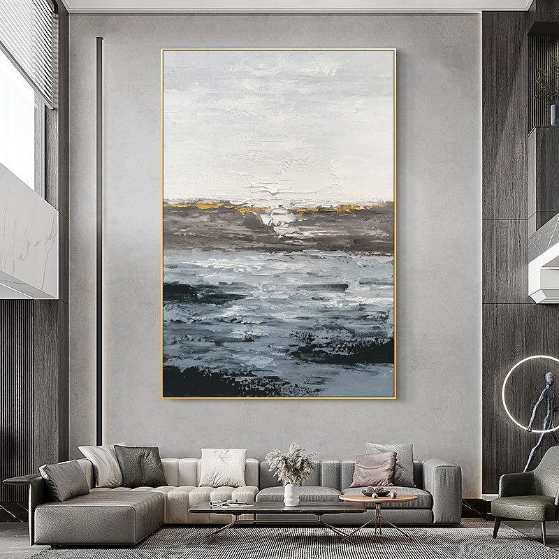 #940 Handpainted Handmade Abstract Seascape Sunset Sunrise Oil Paintings on Canvas Wall Art Picture For Living Room Bedroom,31inx47in,No Frame