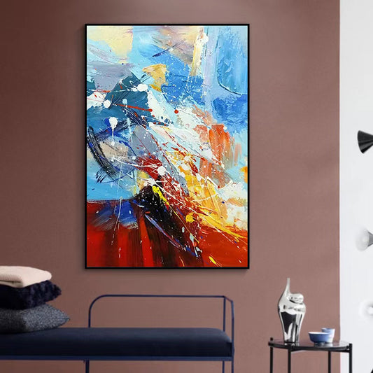 Modern Minimalist Abstract Hand painted Oil Painting Living Room Sofa Decoration Painting Vertical Version Mural Canvas,31inx47in,No Frame