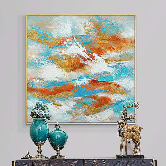 Handpainted Wall Art Home Decor Abstract Oil Painting Colorful Art Pictures On Canvas Fashion Modern,31inx31in,No Frame