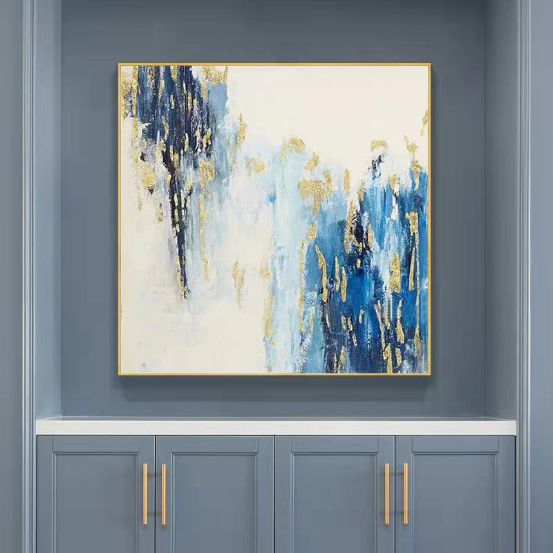 Simple and Modern Hand Painted Abstract Oil Painting Light Luxury Living Room Bedroom Decoration Painting,31inx31in,No Frame