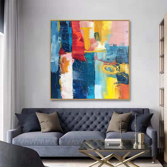 Abstract Handmade Oil Painting Modern Minimalist Home Living Room Decoration Painting,31inx31in,No Frame