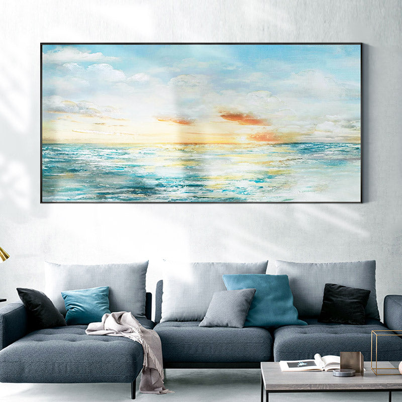 Hand-painted Decorative Painting The Living Room Modern Minimalist Home Entrance Wall Mural Paintings Horizontal Version Villa27inx54in,No Frame