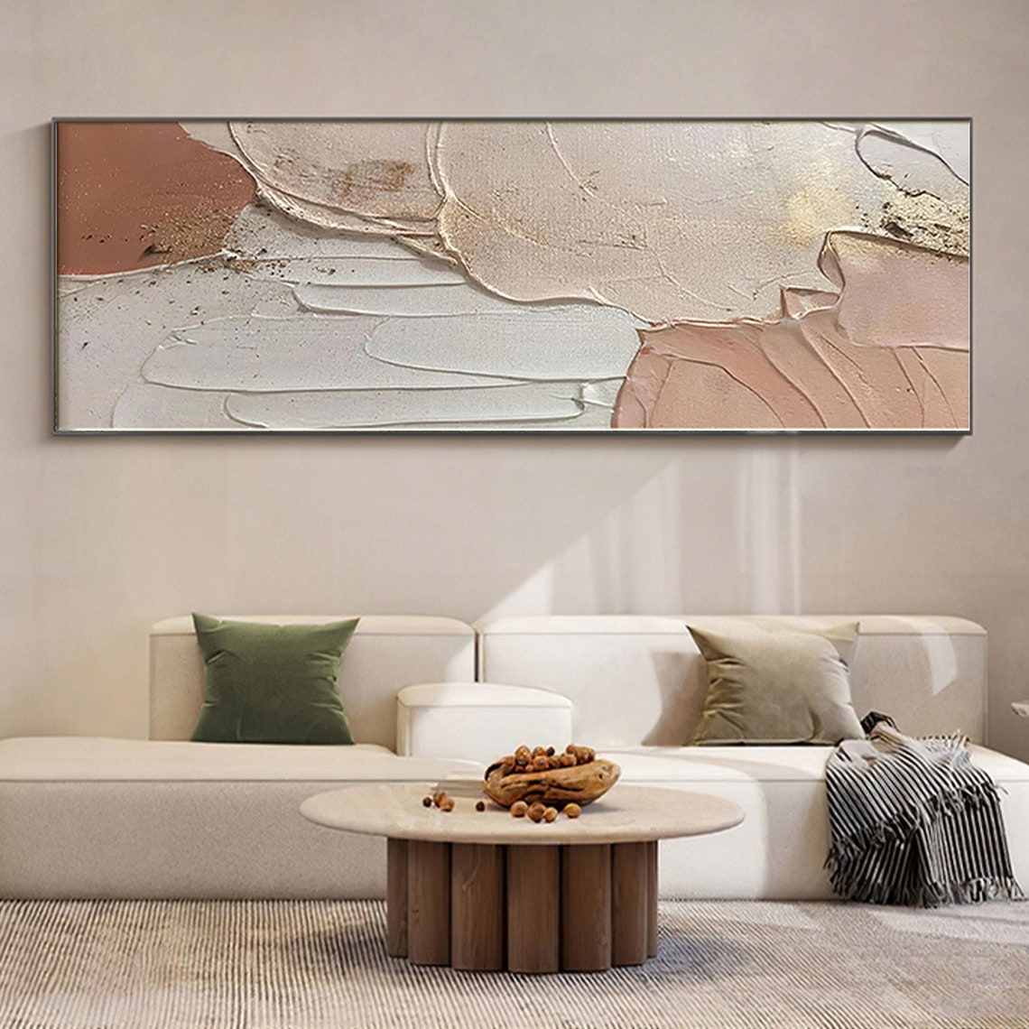Hand Painted Abstract Painting Earth Tone Wall Art Custom Canvas Art Wabi Sabi Art Calming Painting Original Art Room Decor27inx54in,No Frame