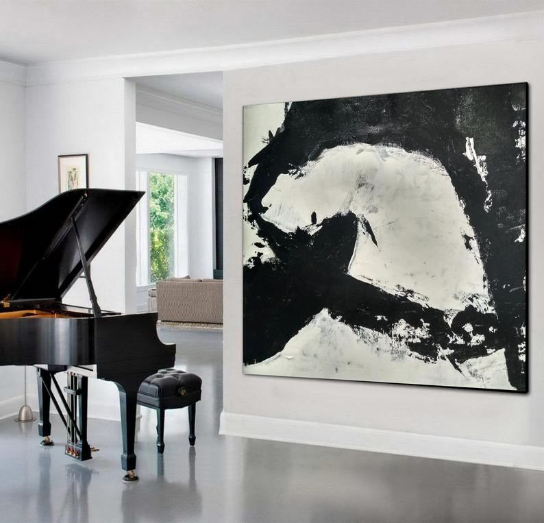 HandmadeCanvasPaintingBlackArtLargeWallArtAbstractPaintingOnCanvasModernArtDecorDecoracion 31in,No Frame