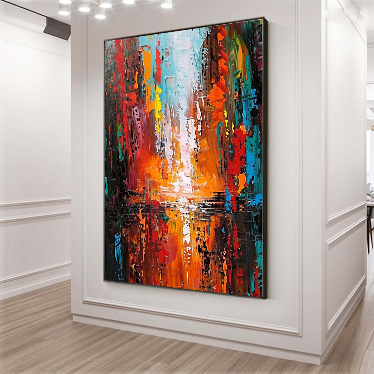 Original creation City Hand painted Oil Painting Canvas Wall Art For Home Living Room Unframed/Rolled #018