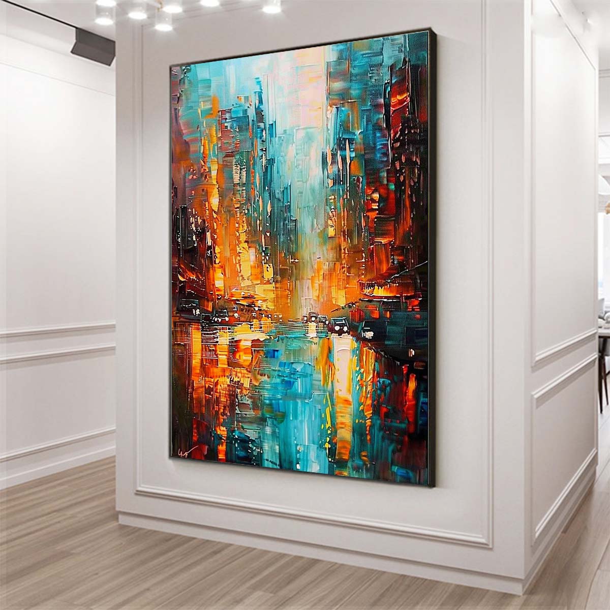 Original creation City Hand painted Oil Painting Canvas Wall Art For Home Living Room Unframed/Rolled #025
