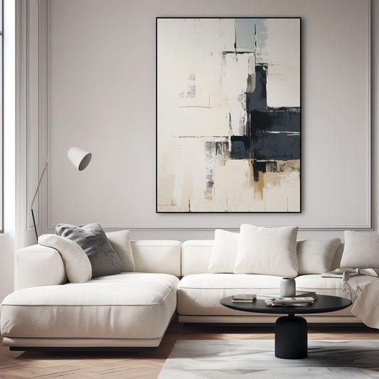 Handpainted Abstract Wall Art Painting Decorative Painting Aisle Corridor Mural Mooring Hanging Paintingblack1inx47in,No Frame