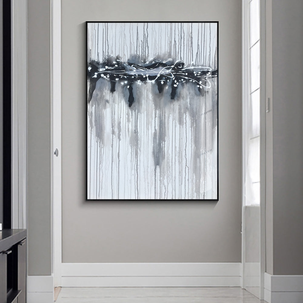 Modern Wall Art Pictures For Living Room Abstract Hand Painted Oil Painting On Canvas Black Handmade,31inx47in,No Frame