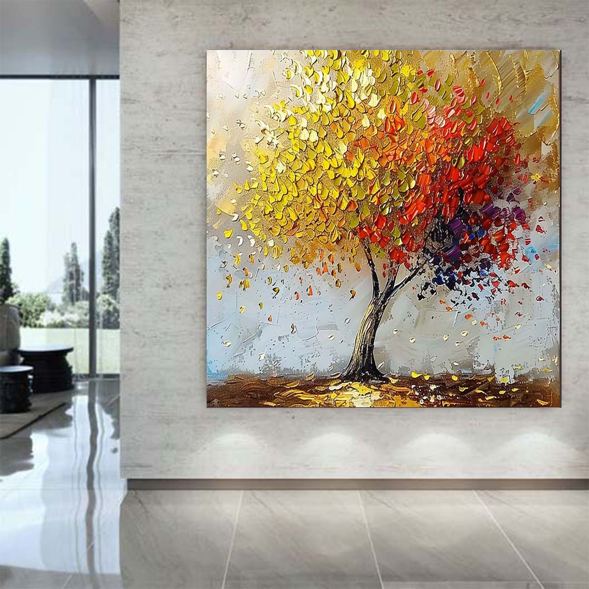 Abstract Handmade Oil Painting Modern Minimalist Home Living Room Decoration Painting,31inx31in,No Frame