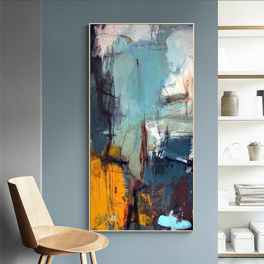 Abstract Hand painted Oil Painting Large Graffiti Decorative Painting Living Room Bedroom Canvas Painting Ca,27inx54in,No Frame