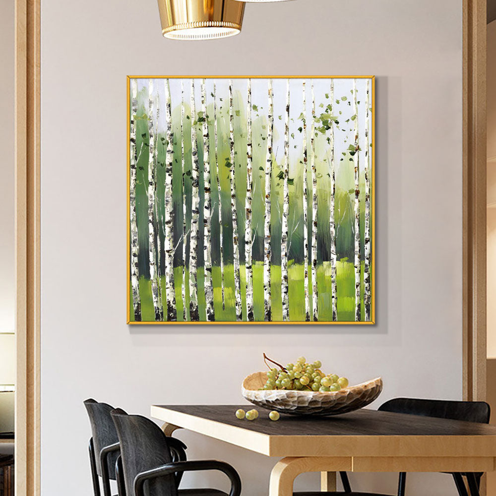 Abstract Trees With Green Leaves Painting On Canvas  Hand Painted Oil Painting Wall Art Poster,31inx31in,No Frame