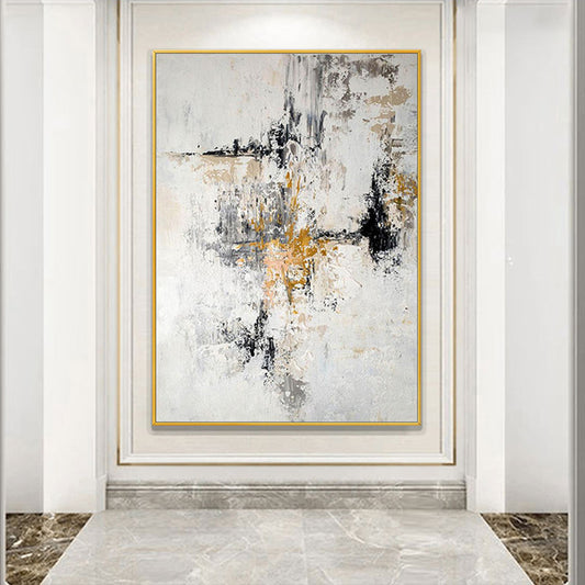 Hot Selling Art Large Size Abstract Golden Beige Oil on Canvas Wall Mural Living Room,31inx47in,No Frame