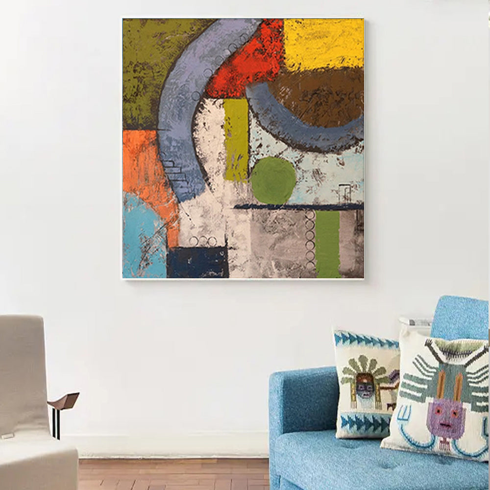 Modern Abstract Colour Acrylic Canvas Paintings Wall Decor Picture Art  Hand Painted Oil Painting,31inx31in,No Frame