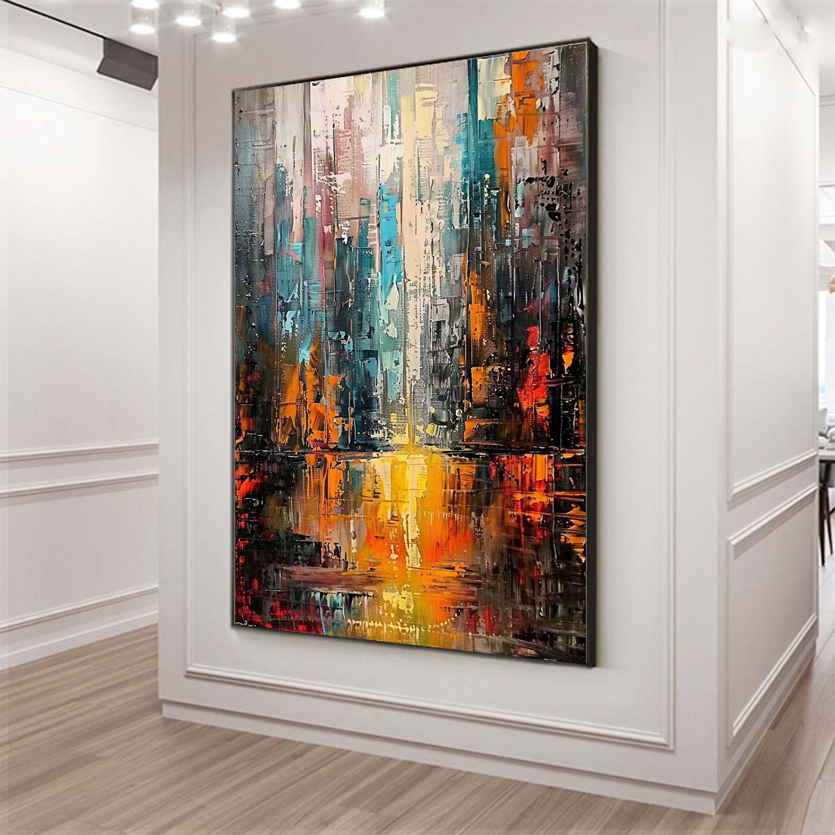 Original creation City Hand painted Oil Painting Canvas Wall Art For Home Living Room Unframed/Rolled #051