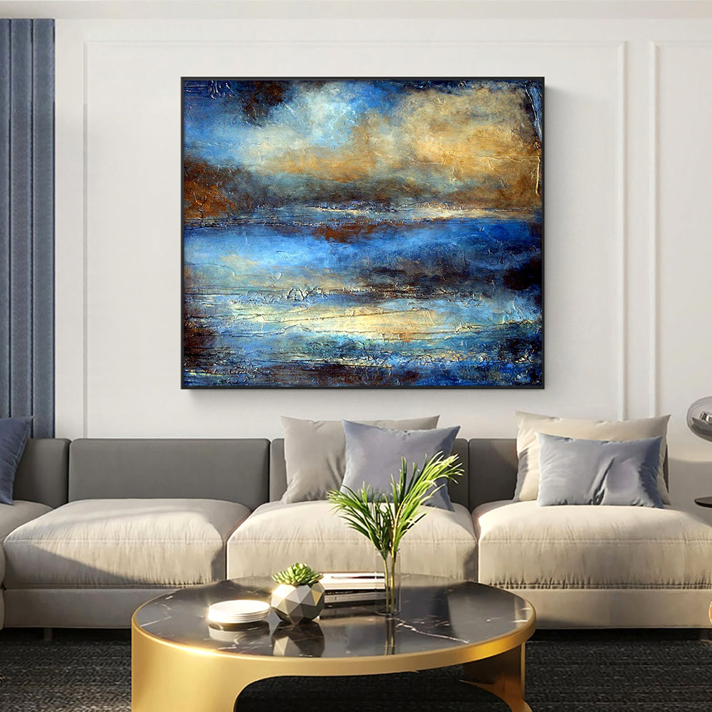 Modern Abstract Hand Painted Oil Painting On Canvas Wall Art Picture Big Size Landscape Oil Painting,31inx31in,No Frame