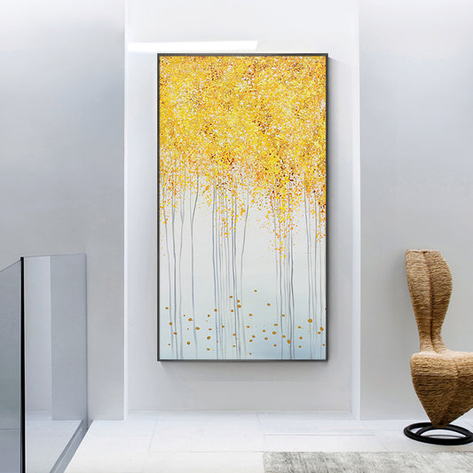 Lucky hand-painted Oil Painting Abstract Golden Tree Nordic Home Entrance Decorative Painting Paintings Modern American Light Lu27inx54in,No Frame