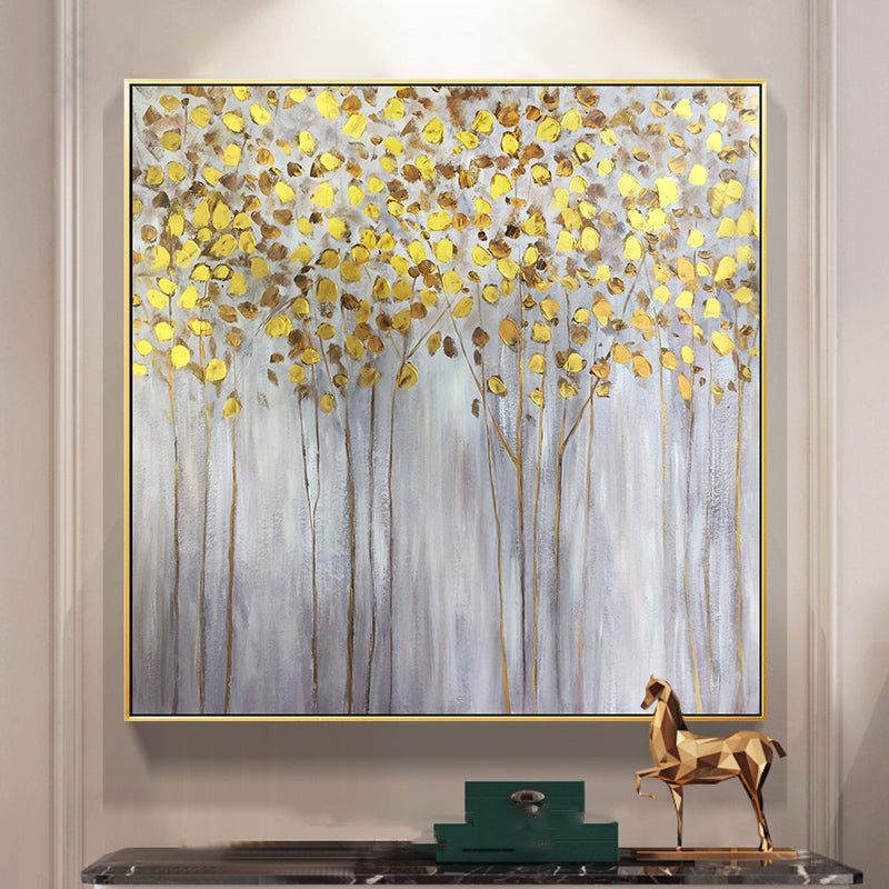 Abstract Painting Large Wall Art Gold Rich Tree Painting Minimalist Canvas Art Hand Painted Acrylic Canvas Painting Home Decor31in,No Frame